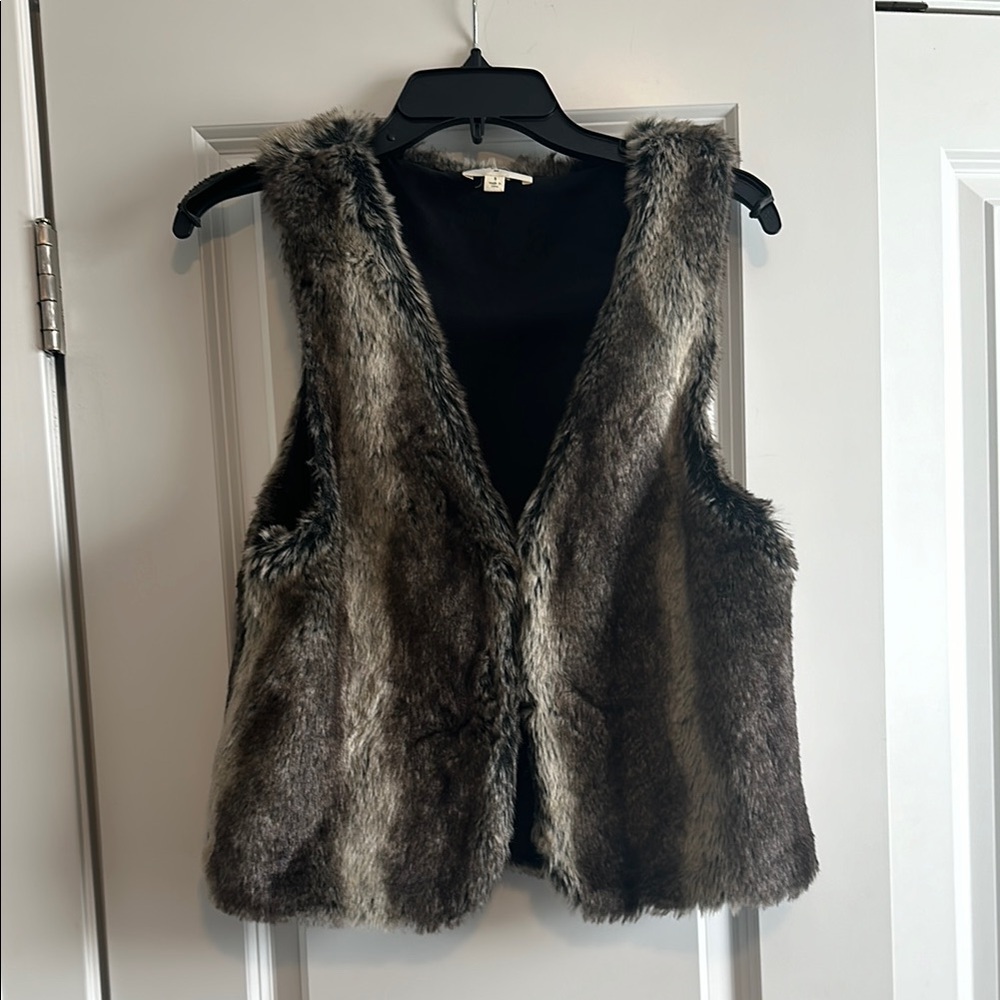 Faux Fur Vest in Brown and Gray